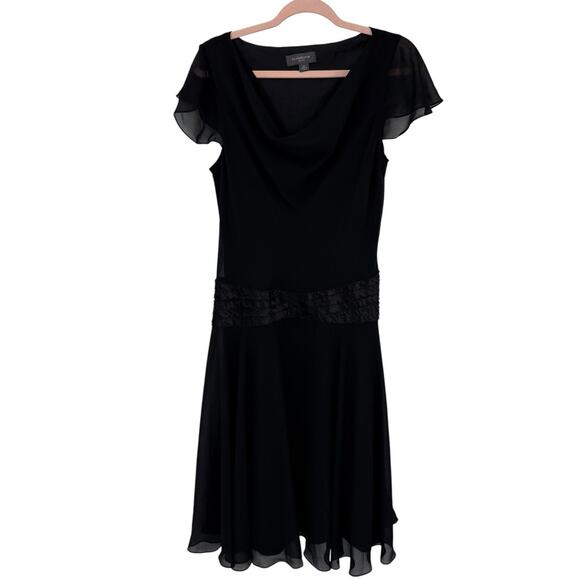 Liz Claiborne Y2K Chiffon Evening Dress size 12 A Line Beaded Waist Drape neck - Picture 9 of 9